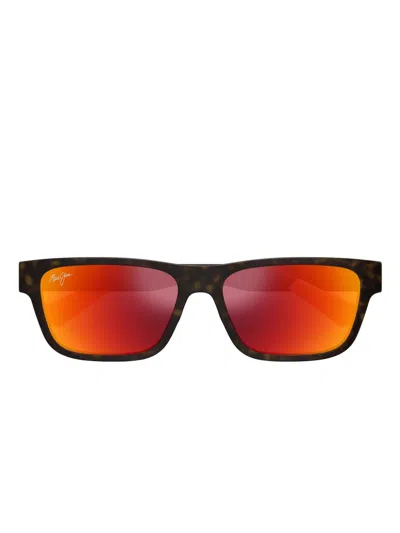 Maui Jim Mj0628s Tortoiseshell Square-frame Sunglasses In Orange