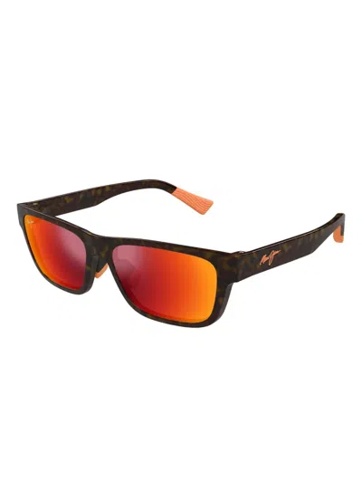 Maui Jim Mj0628s Tortoiseshell Square-frame Sunglasses In Orange