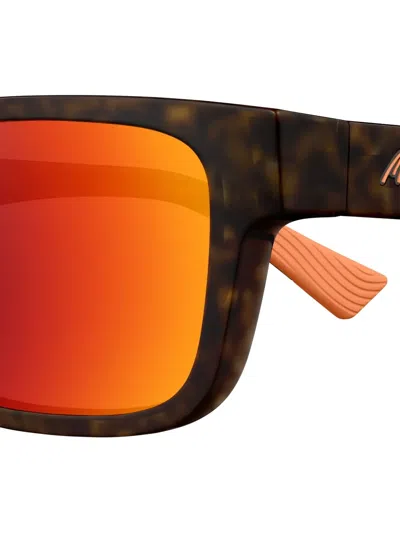 Maui Jim Mj0628s Tortoiseshell Square-frame Sunglasses In Orange
