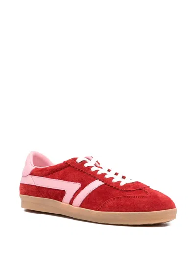Closed Suede Panelled Sneakers In Red