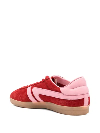 Closed Suede Panelled Sneakers In Red