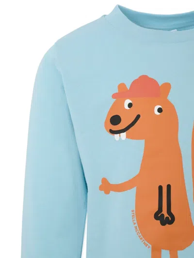 Stella Mccartney Light Blue T-shirt For Boy With Squirrel In Blue