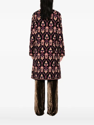 Etro Jacquard Jacket Contrast Trim Geometric Motif In Brown