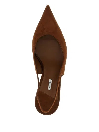 Le Silla 'chic' Kitten Heel Slingback In Brown