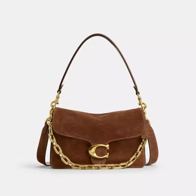 Coach Tabby Chain Suede Leather Shoulder Bag In Brown