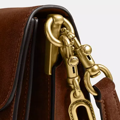 Coach Tabby Chain Suede Leather Shoulder Bag In Brown