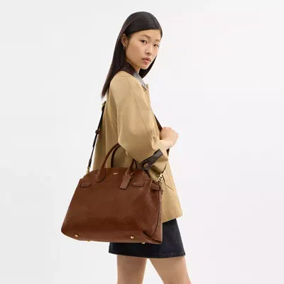 Coach Empire 40 Soft Suede Carryall Crossbody Bag In Brown
