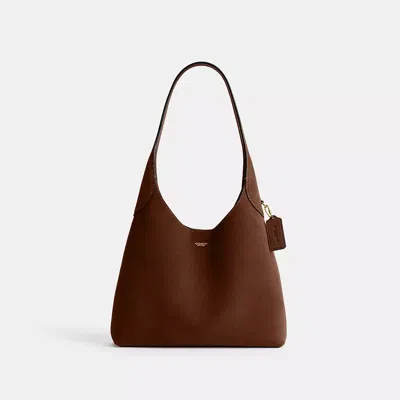 Coach Brooklyn 28 Brown With Single Shoulder Strap And Logo Lettering On The Front In Suede Woman