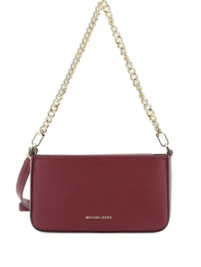 Michael Kors Bryant Bordeaux Crossbody Bag With Adjustable Shoulder Strap And Logo Lettering On The Front In Grai