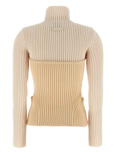 Jean Paul Gaultier Women Ribbed Corset Sweater In Brown