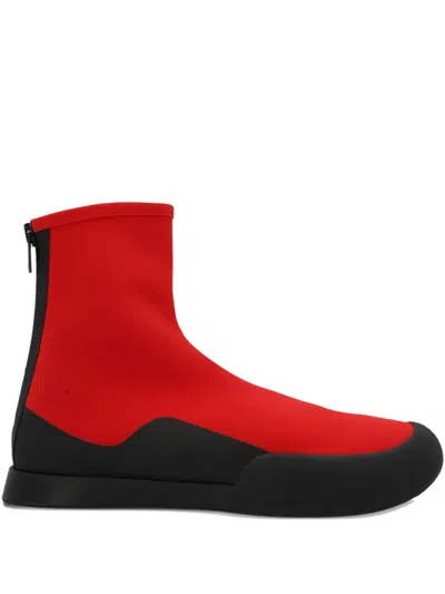 The Row Zippered Short Boots In Red