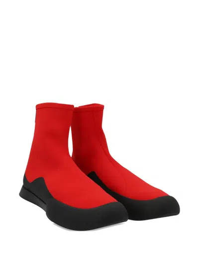 The Row Zippered Short Boots In Red