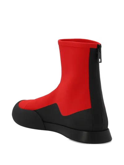 The Row Zippered Short Boots In Red