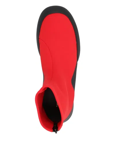 The Row Zippered Short Boots In Red