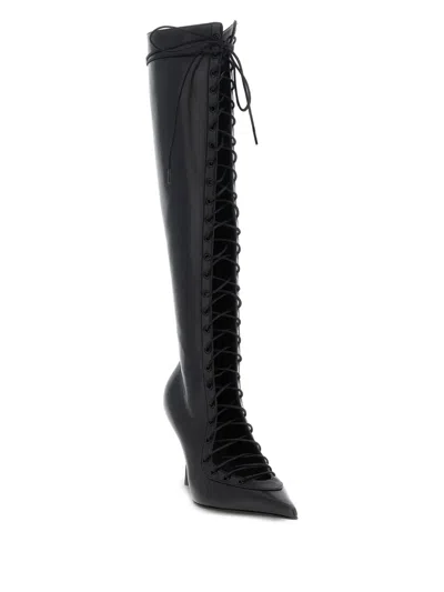Le Silla 'colette' Knee Length Pointed Toe Stiletto Boots In Black