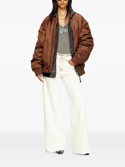 Diesel Off-white Wide Leg Bleach-effect Jeans In Neutral