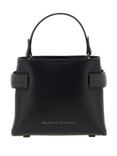 Brunello Cucinelli 'core' Structured Top Handle Handbag In Black