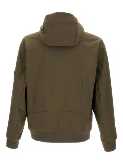 C.p. Company Matte-finish Hooded Jacket With Zippered Pockets And Logo Patch
