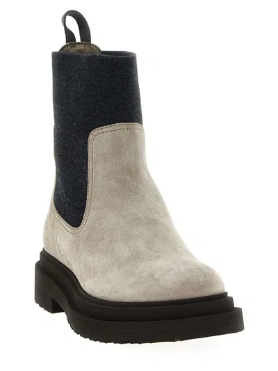 Brunello Cucinelli Loop Detail Ankle Boots With Chunky Sole In Neutral