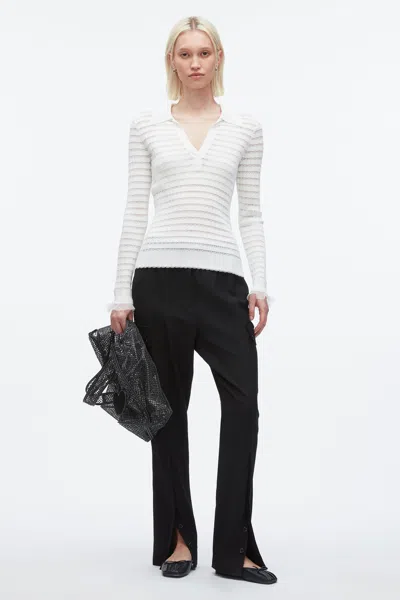 3.1 Phillip Lim Womens Ivory V-neck Ribbed Knitted Cardigan In White