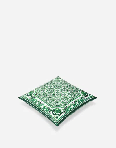 Dolce & Gabbana Duchesse Cotton Cushion Small In Green