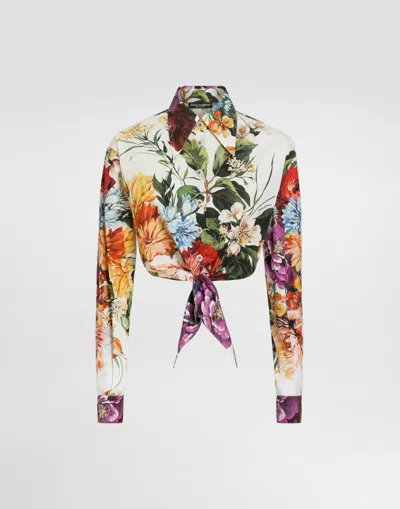 Dolce & Gabbana Floral Cotton Crop Shirt Dolce E Gabbana