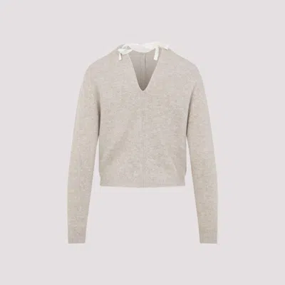 Carven Cashmere Button-up Sweater With Delicate Tie Detail