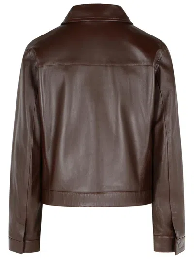 Loulou Studio 'ascot' Brown Leather Jacket In Brown