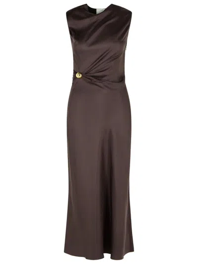 Loulou Studio Draped Brown Silk 'roan' Dress In Brown