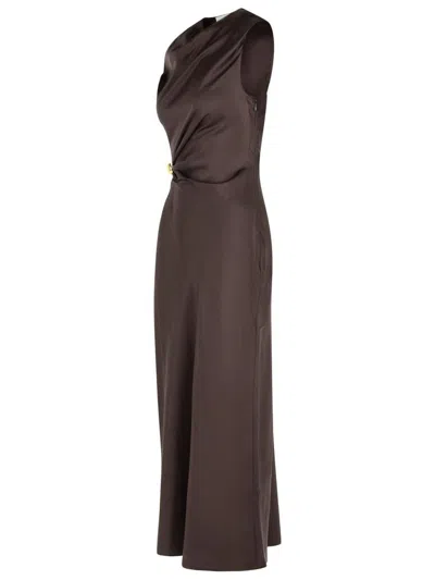 Loulou Studio Draped Brown Silk 'roan' Dress In Brown