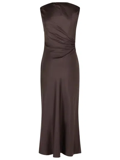 Loulou Studio Draped Brown Silk 'roan' Dress In Brown