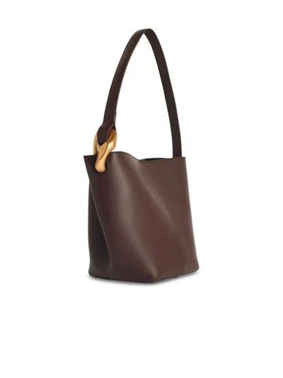 Jw Anderson 'corner' Small Brown Leather Bucket Bag
