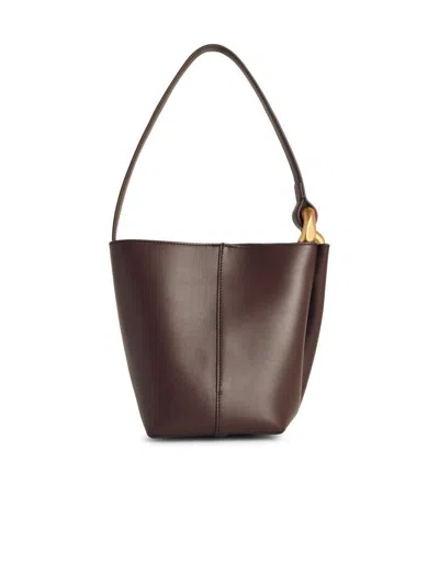 Jw Anderson 'corner' Small Brown Leather Bucket Bag