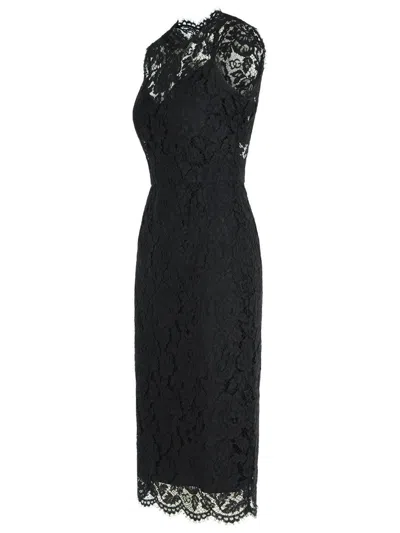 Dolce & Gabbana A Medium Length Dress With Sleeveless Lace In Black