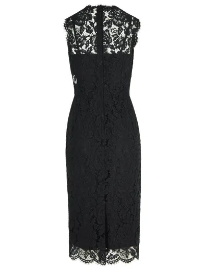 Dolce & Gabbana A Medium Length Dress With Sleeveless Lace In Black