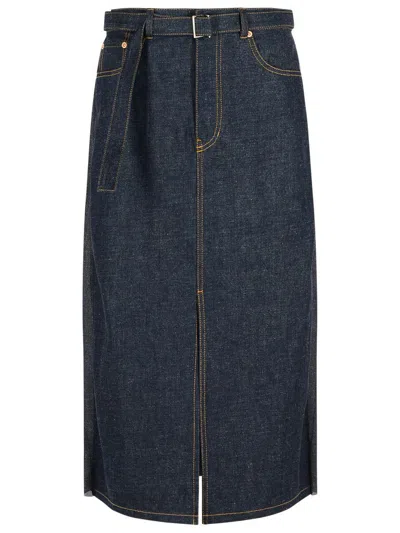 Sacai Denim Skirt With Back Pockets And Front Slit
