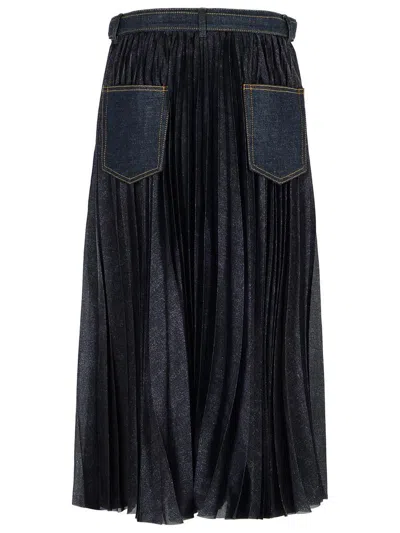 Sacai Denim Skirt With Back Pockets And Front Slit