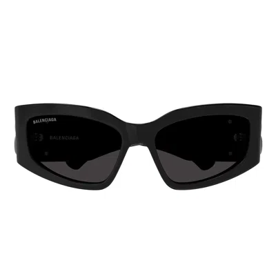 Balenciaga Bb0360s Linea Everyday 005 Black Grey Sunglasses In Black