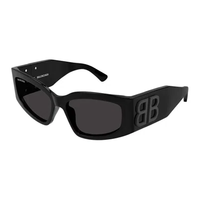 Balenciaga Bb0360s Linea Everyday 005 Black Grey Sunglasses In Black
