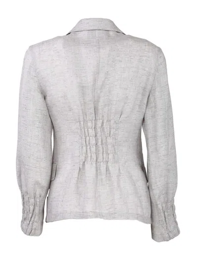 Emporio Armani Shirred-panel Single-breasted Blazer In Gray