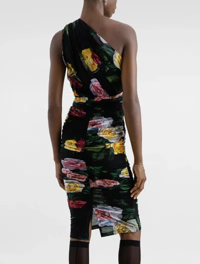 Dolce & Gabbana Elegant Black Dress In Polyamide With Floral Pattern For Cocktails And Evenings