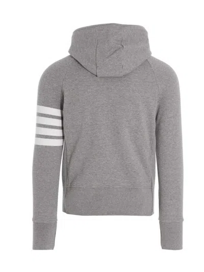 Thom Browne Mens Light Grey Striped Brand-patch Cotton-jersey Hoody In Gray