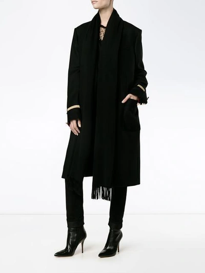 Shop Givenchy Scarf Detail Military Coat - Black