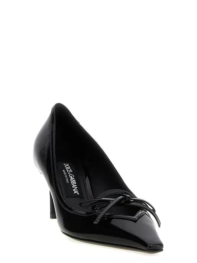 Dolce & Gabbana Glossy Leather Bow Stiletto Pumps