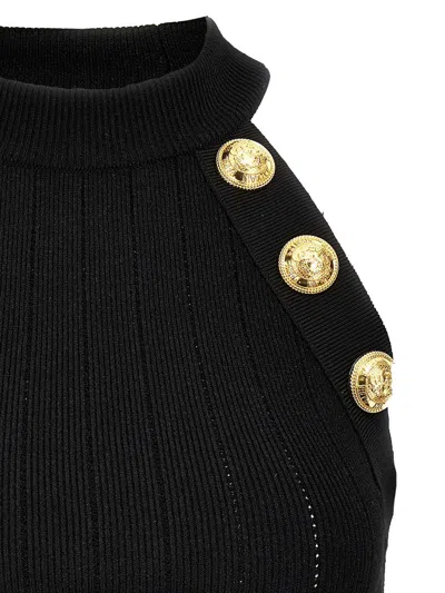Balmain Black Cropped Tank Top