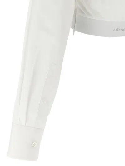 Alexander Wang Cropped Cotton Shirt With Elastic Logo Hem In White
