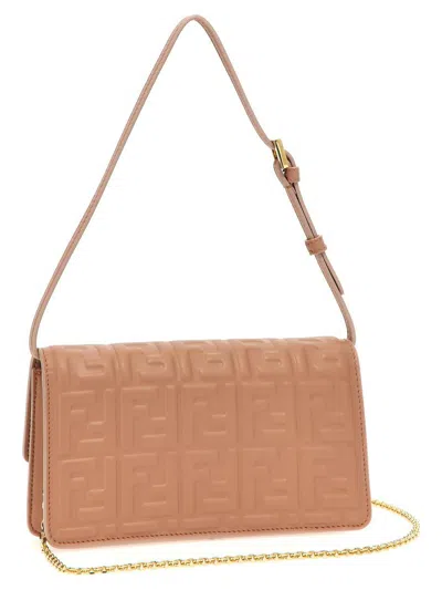 Fendi 'baguette' Wallet On Chain In Brown