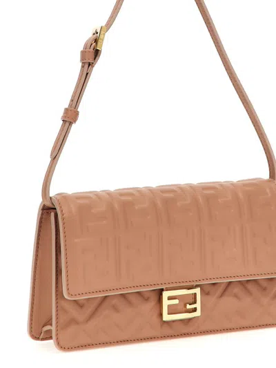 Fendi 'baguette' Wallet On Chain In Brown