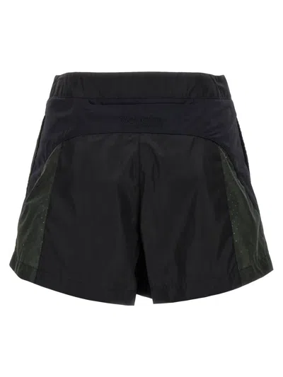 Moncler Combination Panel Active Shorts With Classic Button Closure In Blue