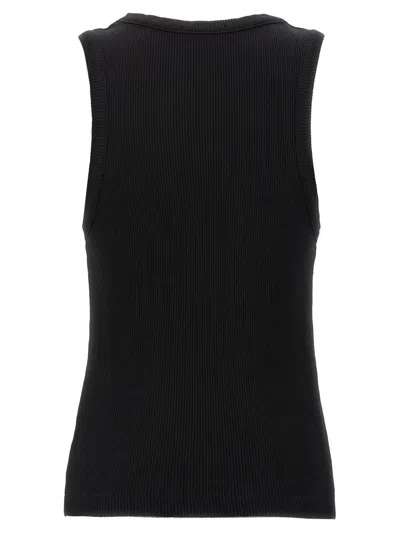 Agolde Poppy Ribbed Stretch Organic Cotton And Tencel-blend Jersey Tank In Black